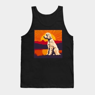 Goldendoodle on Vintage Sunset Tank Top